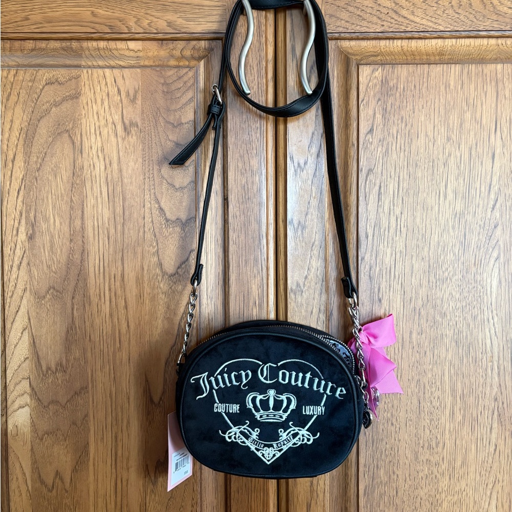 NWT Juicy Couture Girlie Royalty Black and Pink Crossbody Bag